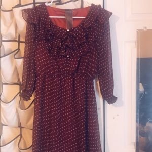 Red and tan ruffle boutique dress
